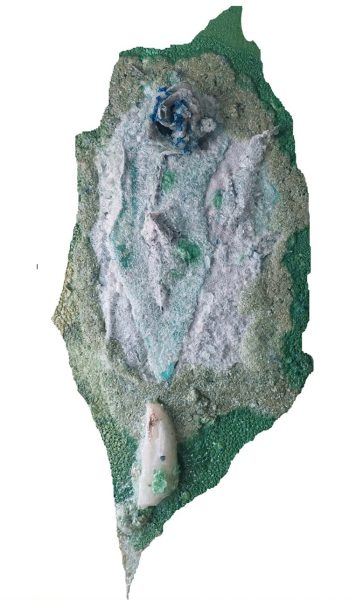 אילן מויאל, 'ישראל אהובתי' 70×50 גבישי נתרן כלורי מעובד. עבודת שימור 2025